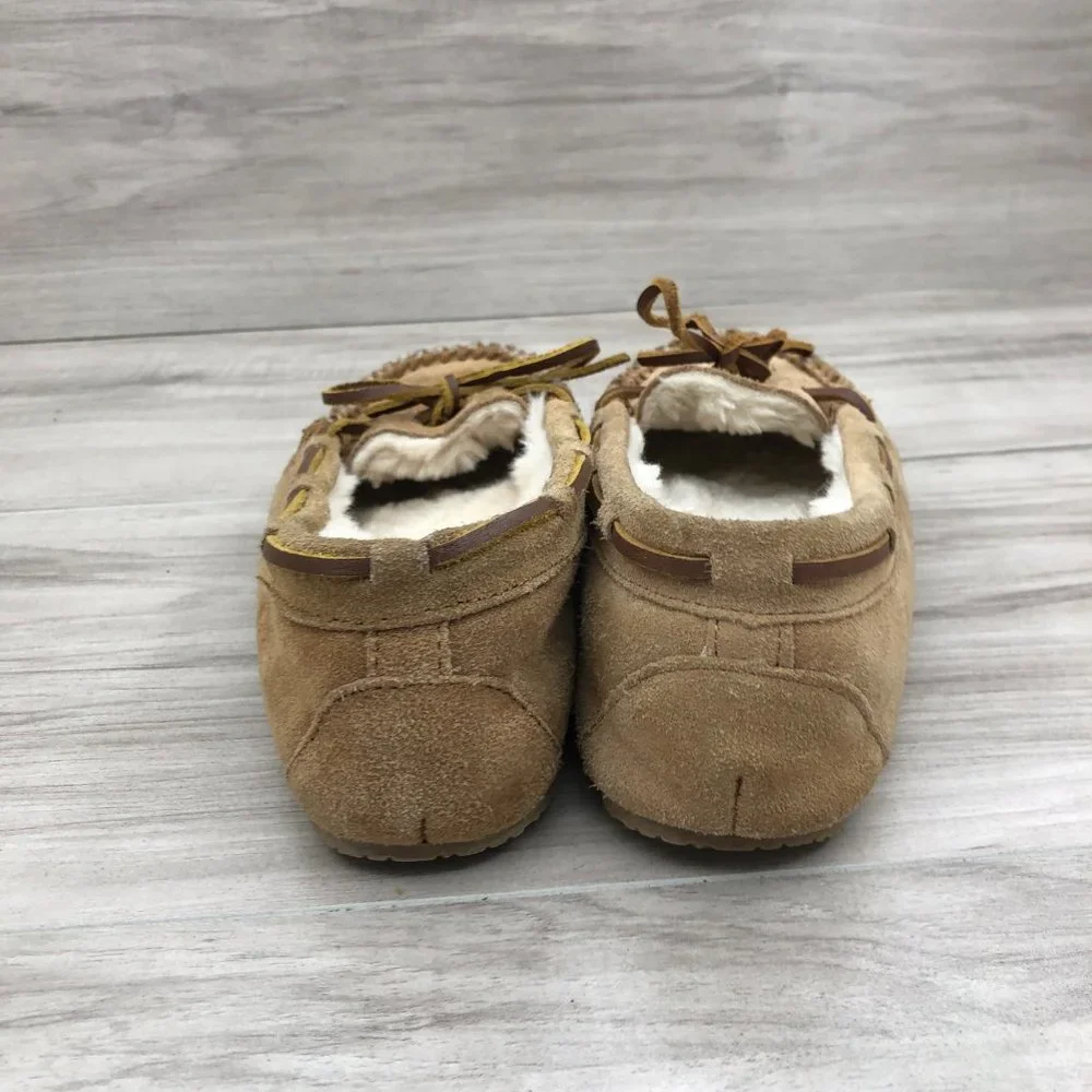 Minnetonka Slippers Kids 2 Brown Suede Slip On House Shoes - Picture 9 of 11